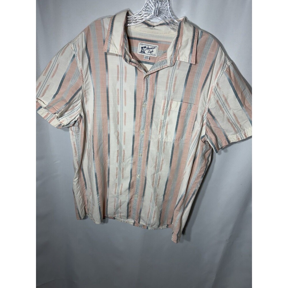 American Eagle Mens XLarge Striped Short Sleeve Button-Up Shirt
